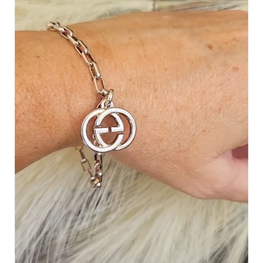GUCCI STATEMENT bracelet Double  G's!!! 925 Sterling Silver 🧡💚💛💙💜